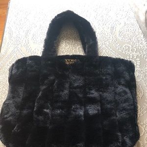 Victoria’s Secret faux fur black handbag tote